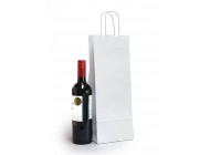 White Ribbed Wine Bottle Bottle Paper Carrier Bags (1 size)